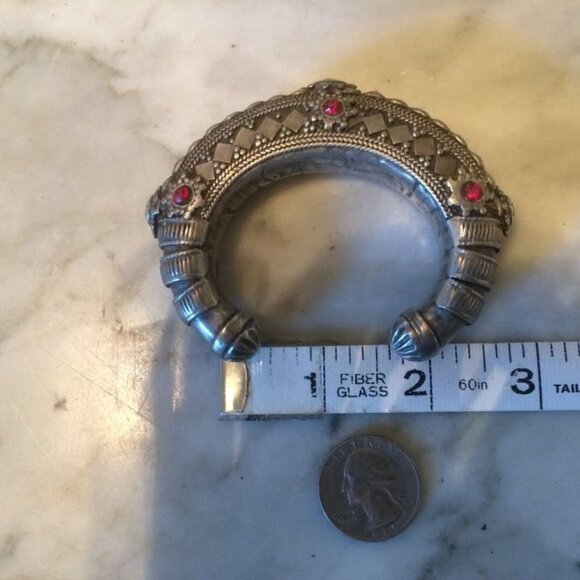Antique tribal Etruscan Bedouin afghan Moroccan belly dance sterling bracelet - Picture 7 of 8